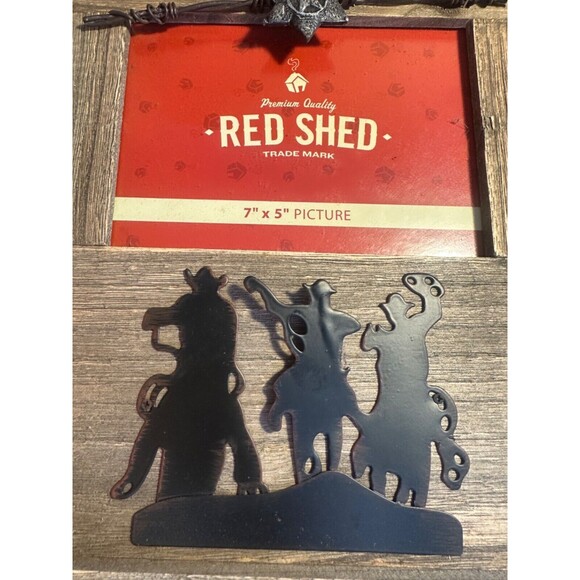 NEW Red Shed Photo Frame 7X5 Cowboy Horse Western Rustic Rodeo - Picture 1 of 3